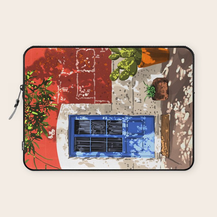 Intentful Living | Summer Architecture Travel Positivity | Optimism Good Vibes Bohemian House Door Laptop Sleeve Gallery Image 1