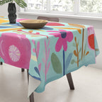 Happy Summer Groovy Flower Meadow Tablecloth Gallery Image 3