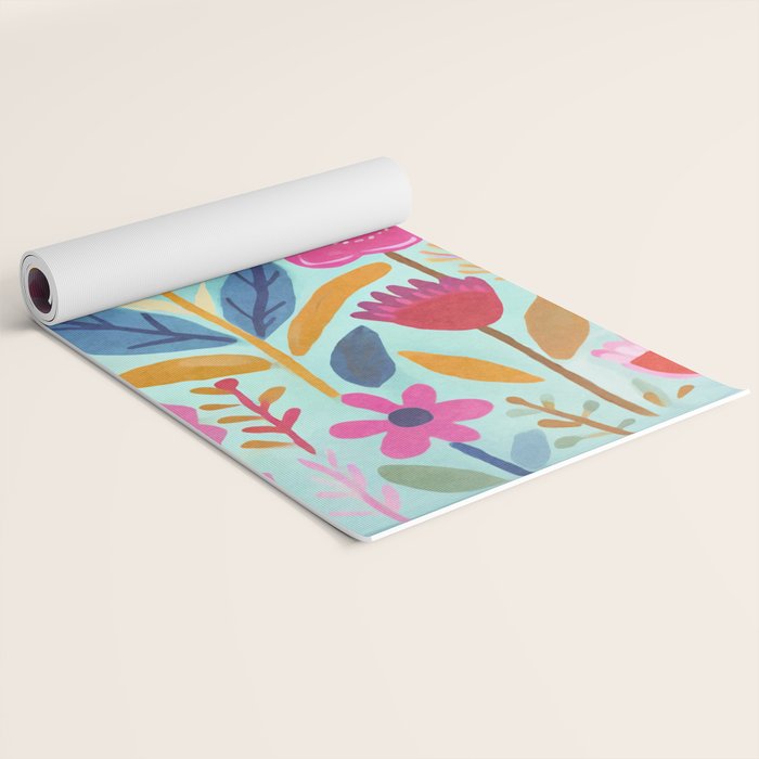 Happy Summer Groovy Flower Meadow Yoga Mat Gallery Image 2