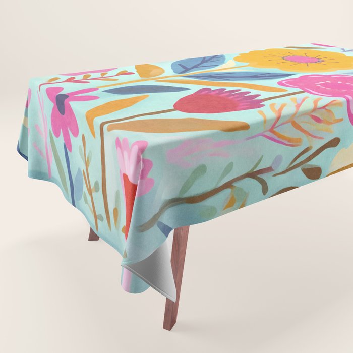 Happy Summer Groovy Flower Meadow Tablecloth Gallery Image 1