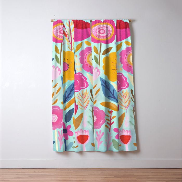 Happy Summer Groovy Flower Meadow Window Curtain Gallery Image 3