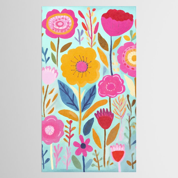 Happy Summer Groovy Flower Meadow Tablecloth Gallery Image 2