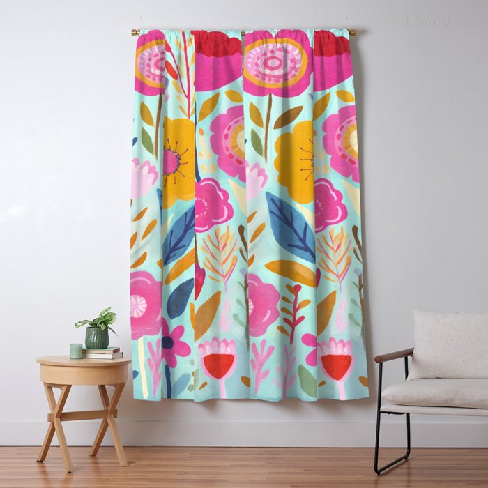 Happy Summer Groovy Flower Meadow Window Curtain Gallery Image 5