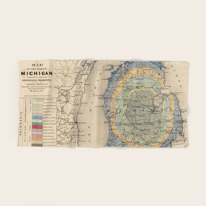 Vintage Michigan Geology Map (1873) Towels Gallery Image 2