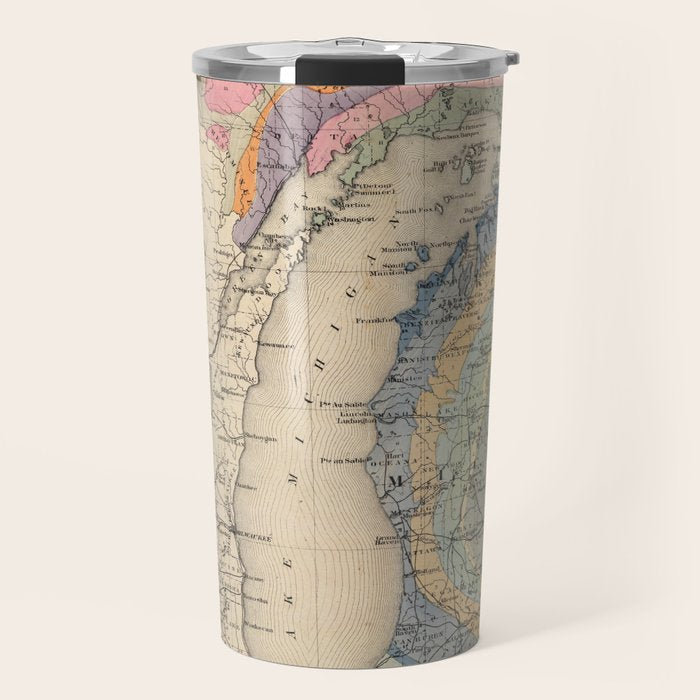 Vintage Michigan Geology Map (1873) Travel Mug Gallery Image 1