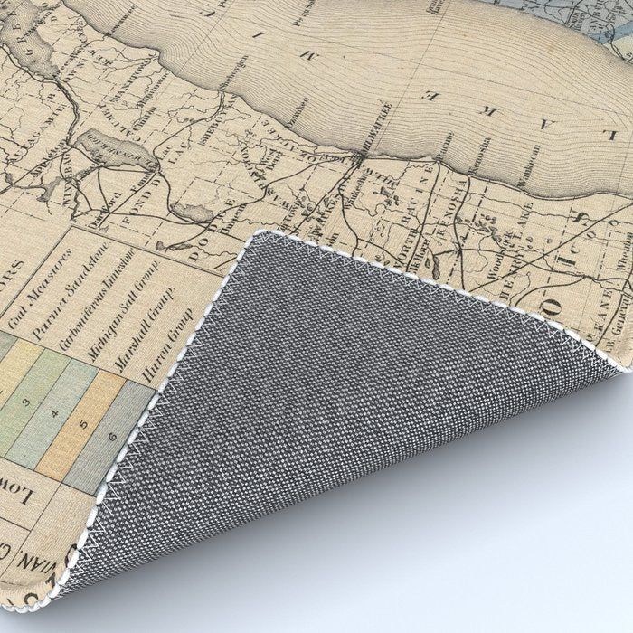 Vintage Michigan Geology Map (1873) Rug Gallery Image 4