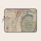 Vintage Michigan Geology Map (1873) Laptop Sleeve Gallery Image 1