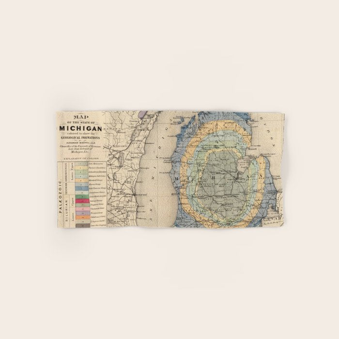 Vintage Michigan Geology Map (1873) Bath Towel Gallery Image 1