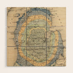 Vintage Michigan Geology Map (1873) Wood Wall Art Gallery Image 1