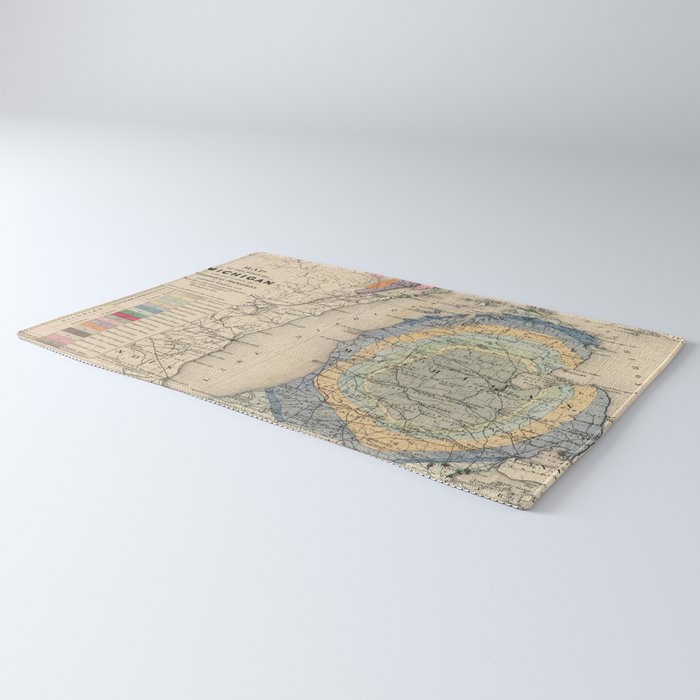 Vintage Michigan Geology Map (1873) Rug Gallery Image 3