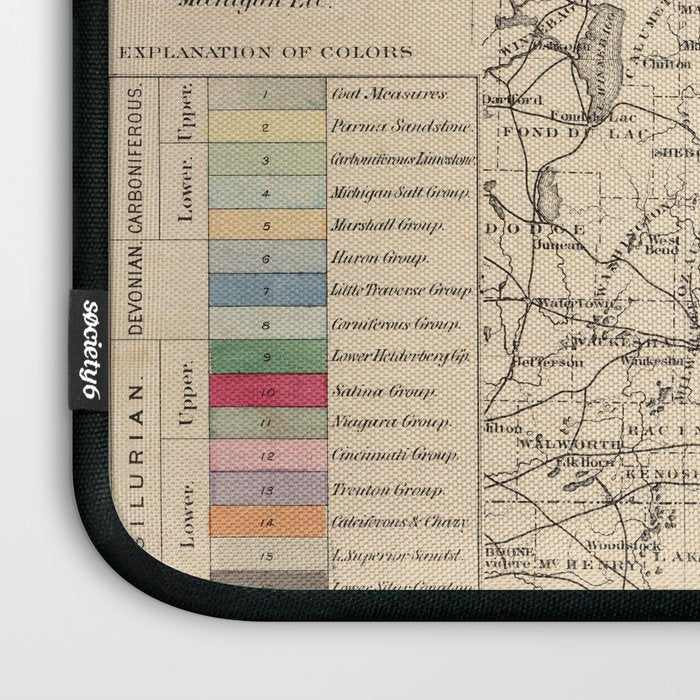 Vintage Michigan Geology Map (1873) Laptop Sleeve Gallery Image 3