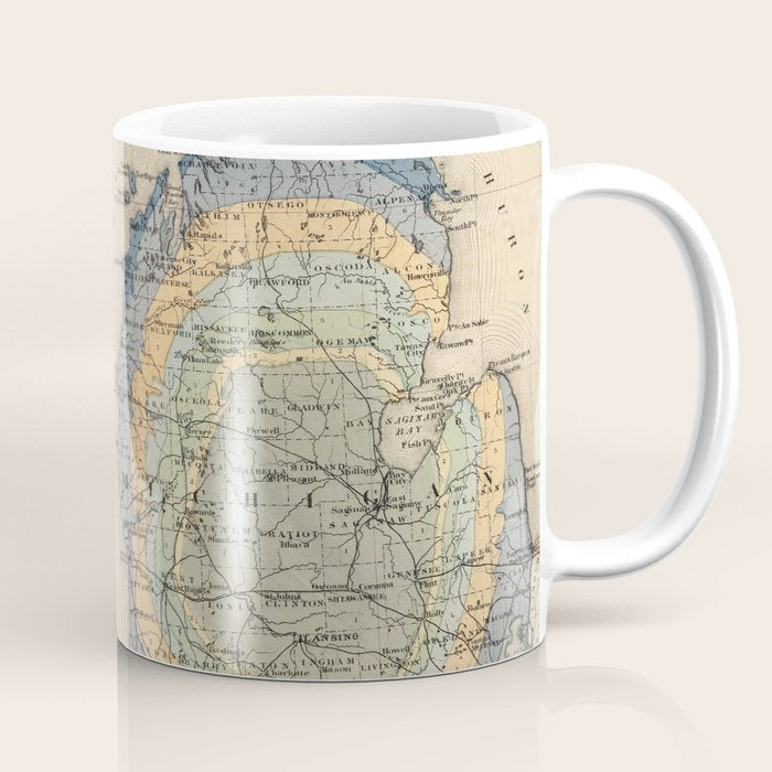 Vintage Michigan Geology Map (1873) Coffee Mug Gallery Image 1