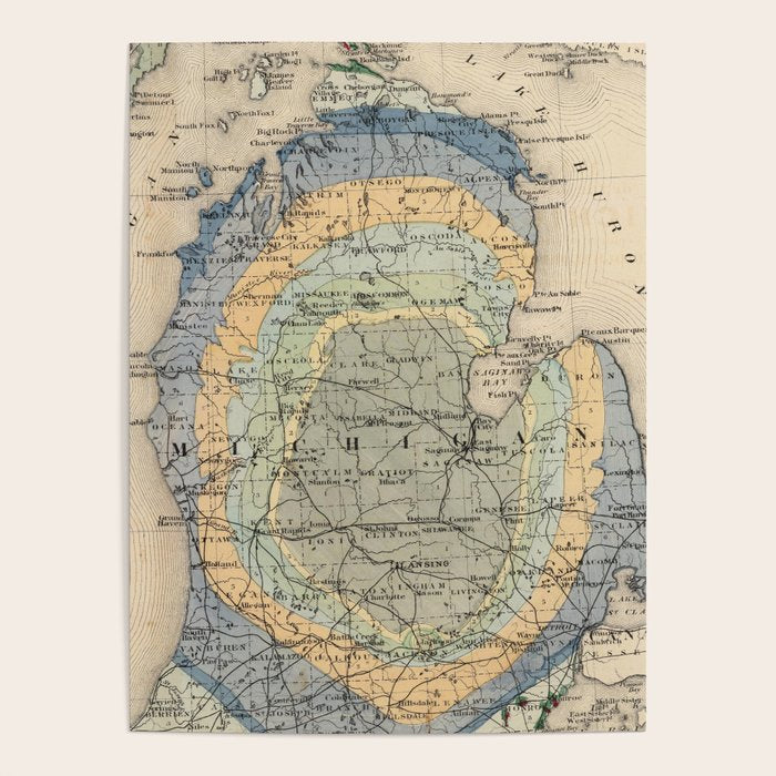 Vintage Michigan Geology Map (1873) Poster Gallery Image 1