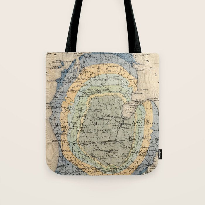 Vintage Michigan Geology Map (1873) Tote Bag Gallery Image 1
