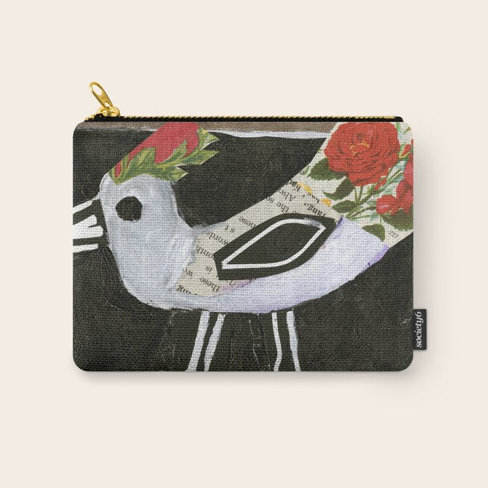 Pretty Red Rose Bird Carry All Pouch