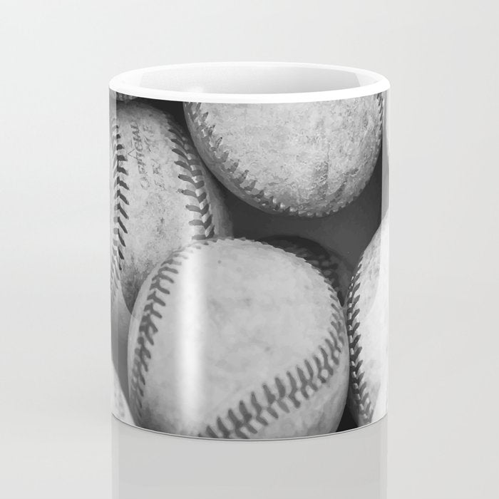 Baseballs Black & White Graphic Illustration Design Coffee Mug Gallery Image 4