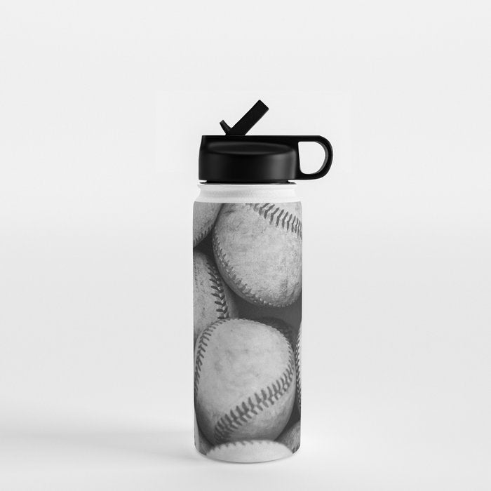 Baseballs Black & White Graphic Illustration Design Water Bottle Gallery Image 1