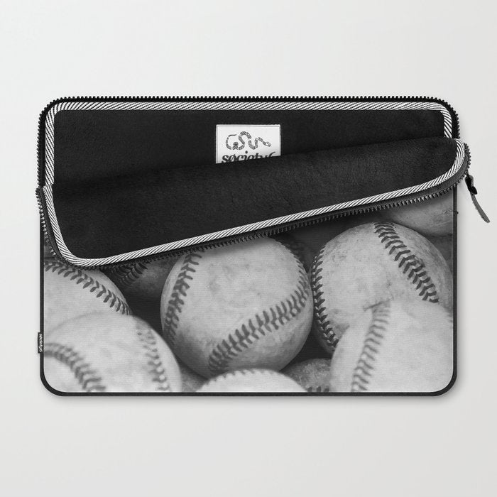 Baseballs Black & White Graphic Illustration Design Laptop Sleeve Gallery Image 2
