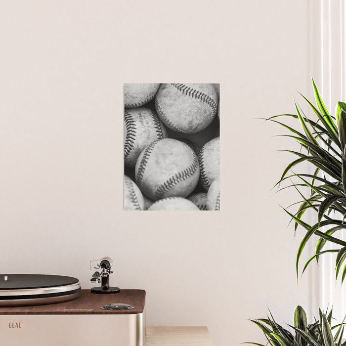 Baseballs Black & White Graphic Illustration Design Poster Gallery Image 2