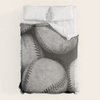 Baseballs Black & White Graphic Illustration Design Comforter Gallery Image 6