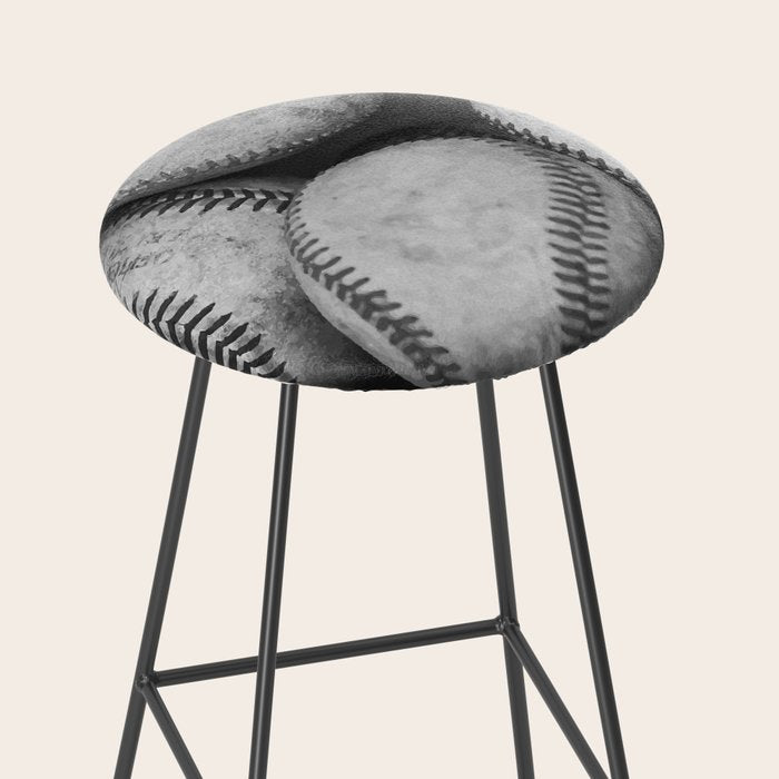 Baseballs Black & White Graphic Illustration Design Stool Gallery Image 2