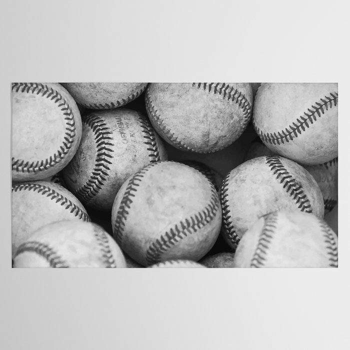 Baseballs Black & White Graphic Illustration Design Tablecloth Gallery Image 2
