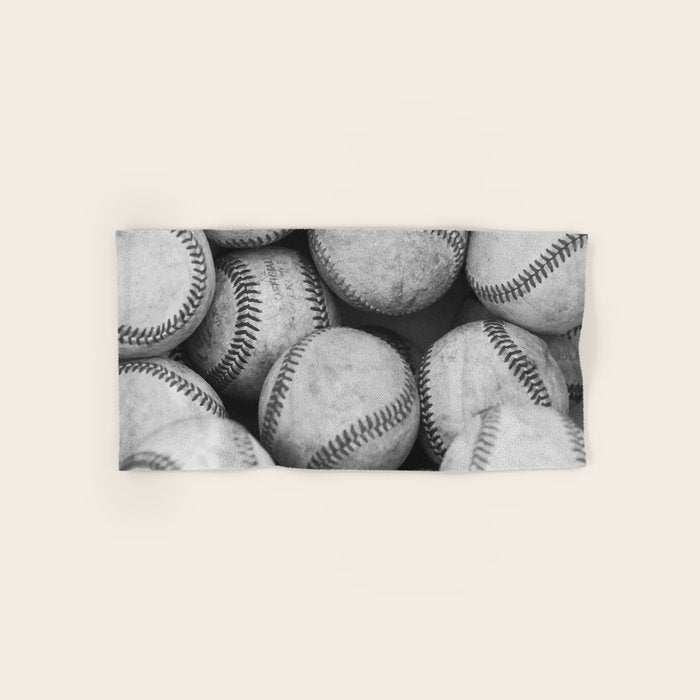 Baseballs Black & White Graphic Illustration Design Bath Towel Gallery Image 1