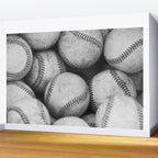 Baseballs Black & White Graphic Illustration Design Wall Mural Gallery Image 2