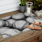 Baseballs Black & White Graphic Illustration Design Outdoor Rug Gallery Image 2
