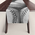 Baseballs Black & White Graphic Illustration Design Table Runner Gallery Image 1