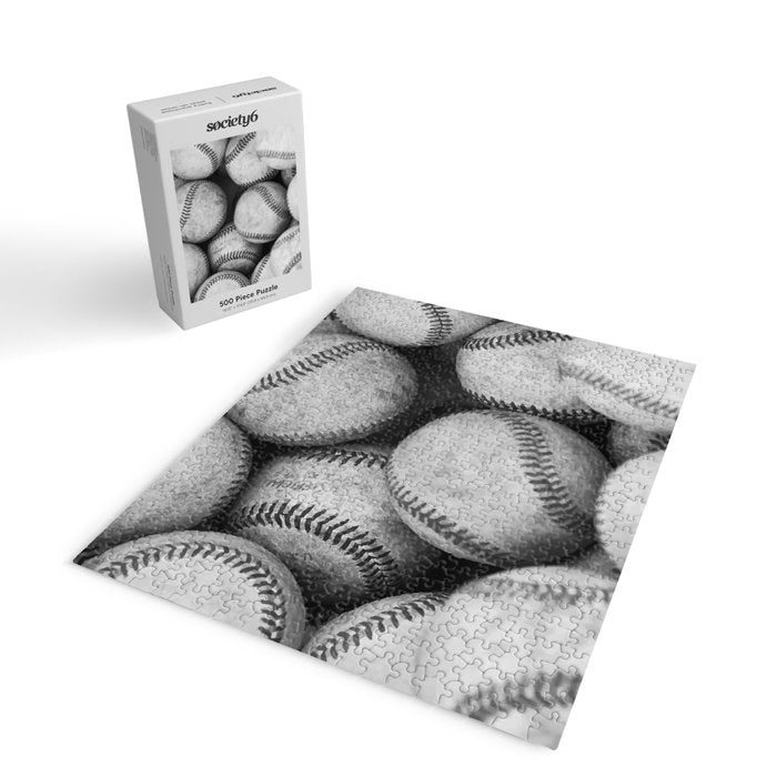 Baseballs Black & White Graphic Illustration Design Jigsaw Puzzle Gallery Image 2