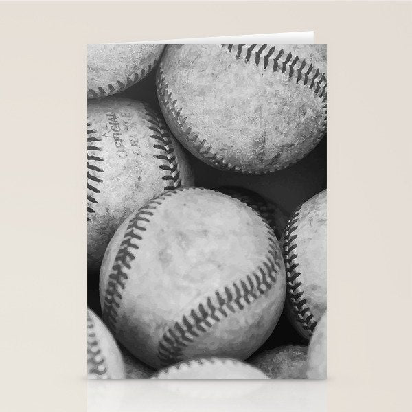 Baseballs Black & White Graphic Illustration Design Stationery Card Gallery Image 2