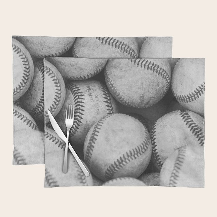 Baseballs Black & White Graphic Illustration Design Placemat Gallery Image 1
