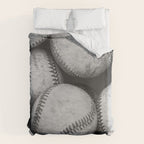 Baseballs Black & White Graphic Illustration Design Duvet Cover Gallery Image 6