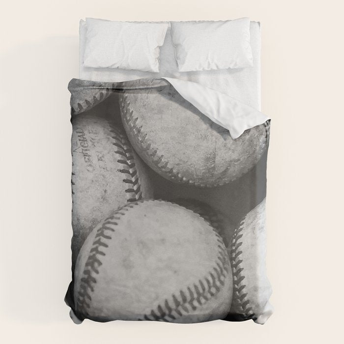Baseballs Black & White Graphic Illustration Design Duvet Cover Gallery Image 6