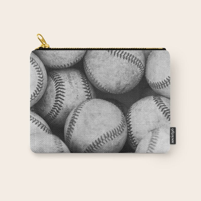 Baseballs Black & White Graphic Illustration Design Carry All Pouch Gallery Image 1