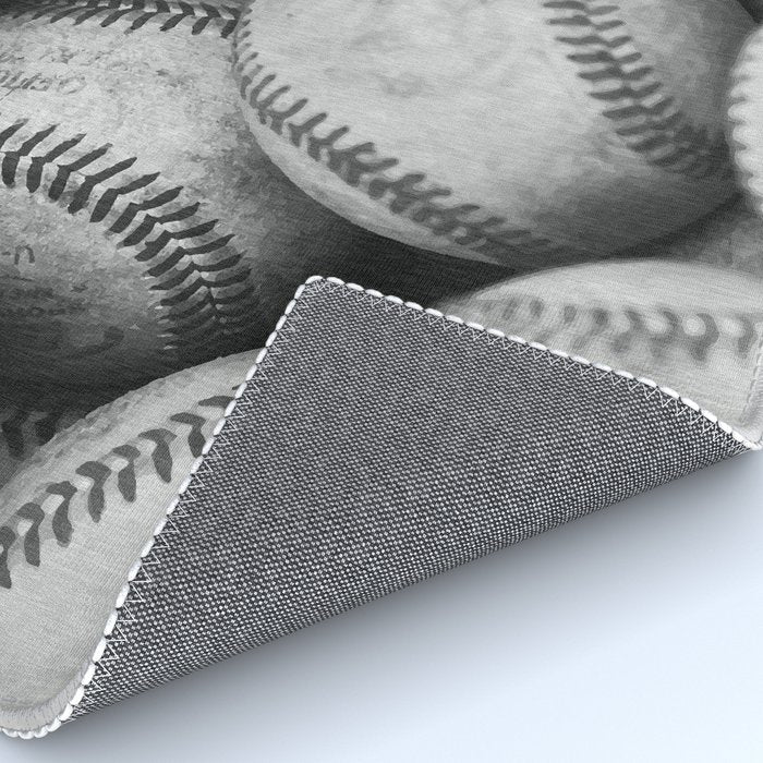 Baseballs Black & White Graphic Illustration Design Rug Gallery Image 4
