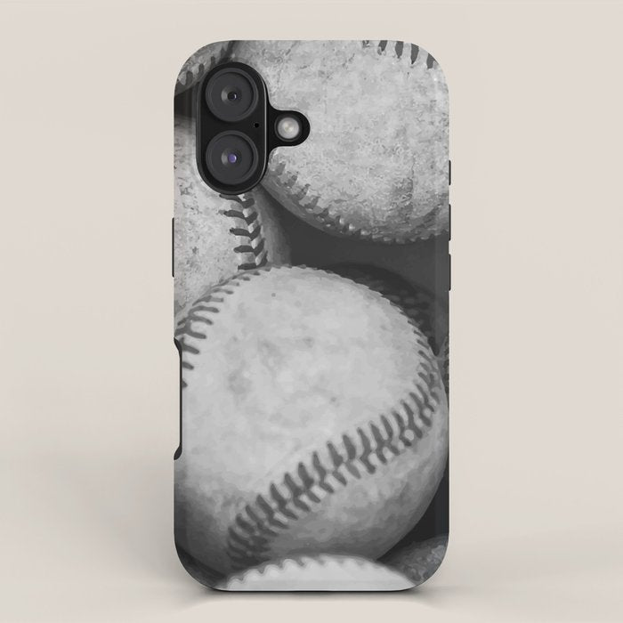 Baseballs Black & White Graphic Illustration Design iPhone Case Gallery Image 1