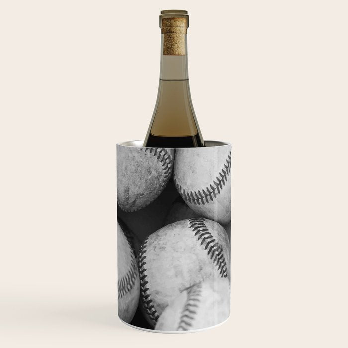 Baseballs Black & White Graphic Illustration Design Wine Chiller Gallery Image 3