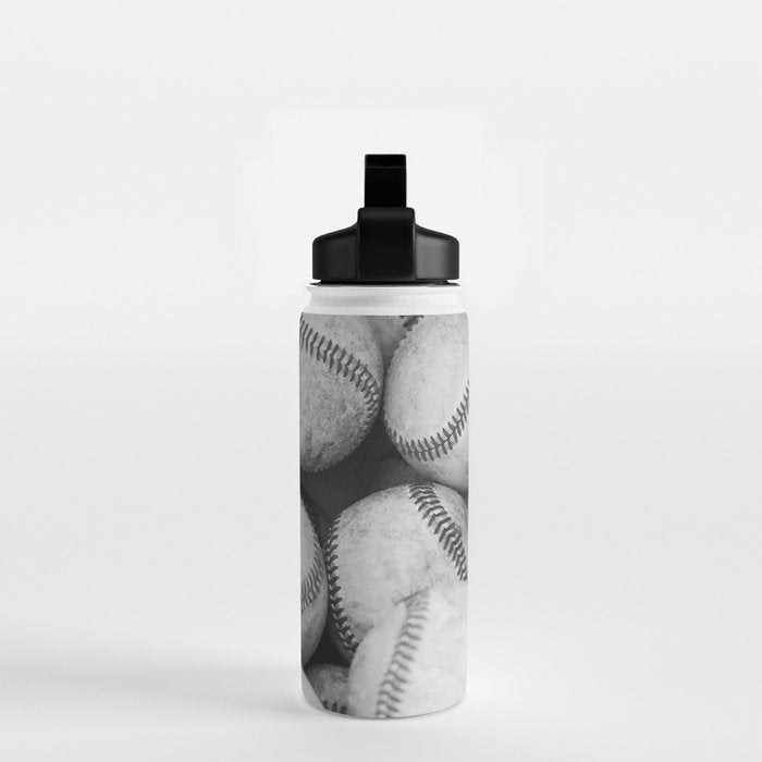 Baseballs Black & White Graphic Illustration Design Water Bottle Gallery Image 2