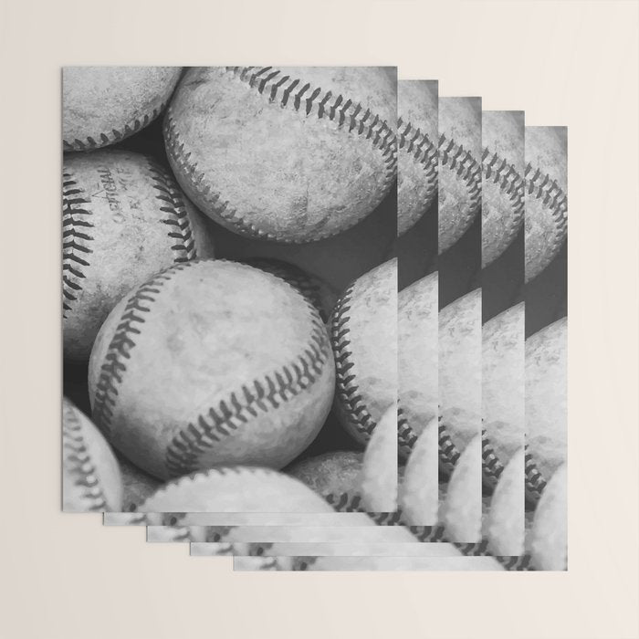 Baseballs Black & White Graphic Illustration Design Wrapping Paper Gallery Image 3