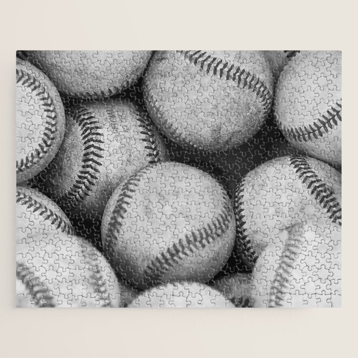 Baseballs Black & White Graphic Illustration Design Jigsaw Puzzle Gallery Image 1