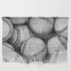 Baseballs Black & White Graphic Illustration Design Wall Hanging Gallery Image 1
