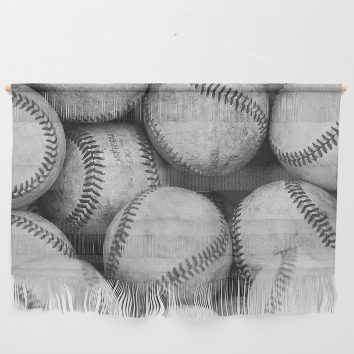 Baseballs Black & White Graphic Illustration Design Wall Hanging Gallery Image 1
