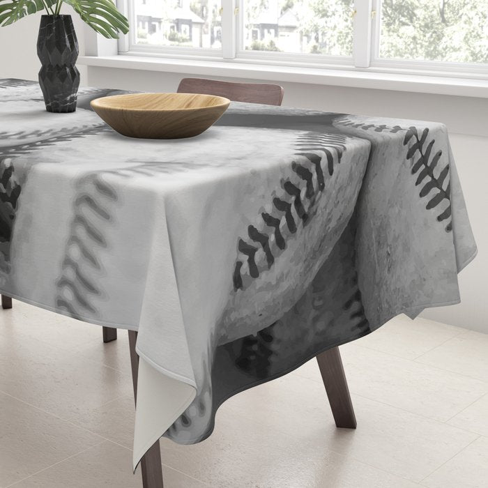 Baseballs Black & White Graphic Illustration Design Tablecloth Gallery Image 3