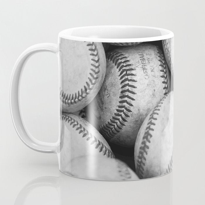 Baseballs Black & White Graphic Illustration Design Coffee Mug Gallery Image 3
