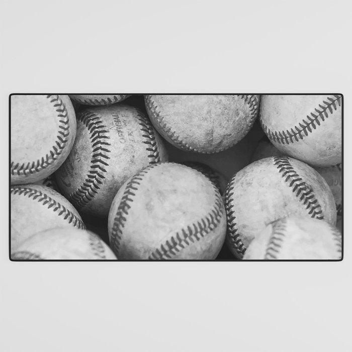 Baseballs Black & White Graphic Illustration Design Desk Mat Gallery Image 3