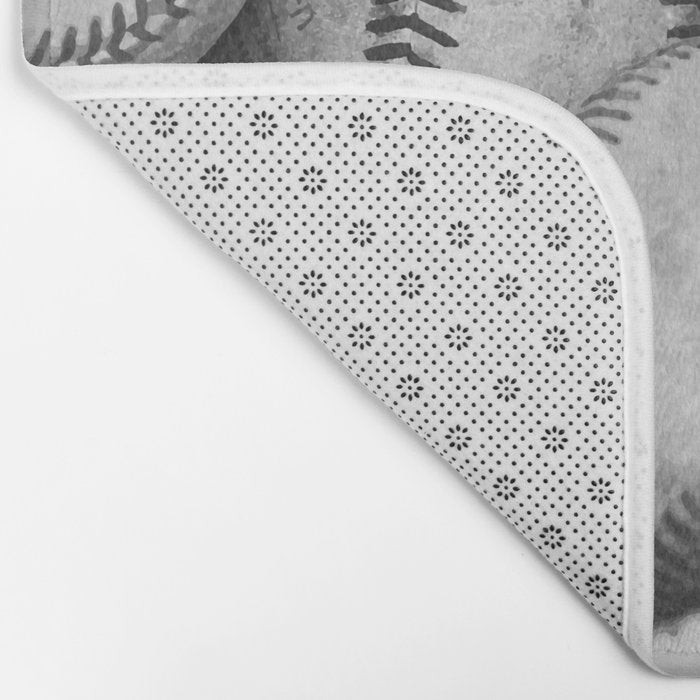 Baseballs Black & White Graphic Illustration Design Bath Mat Gallery Image 2
