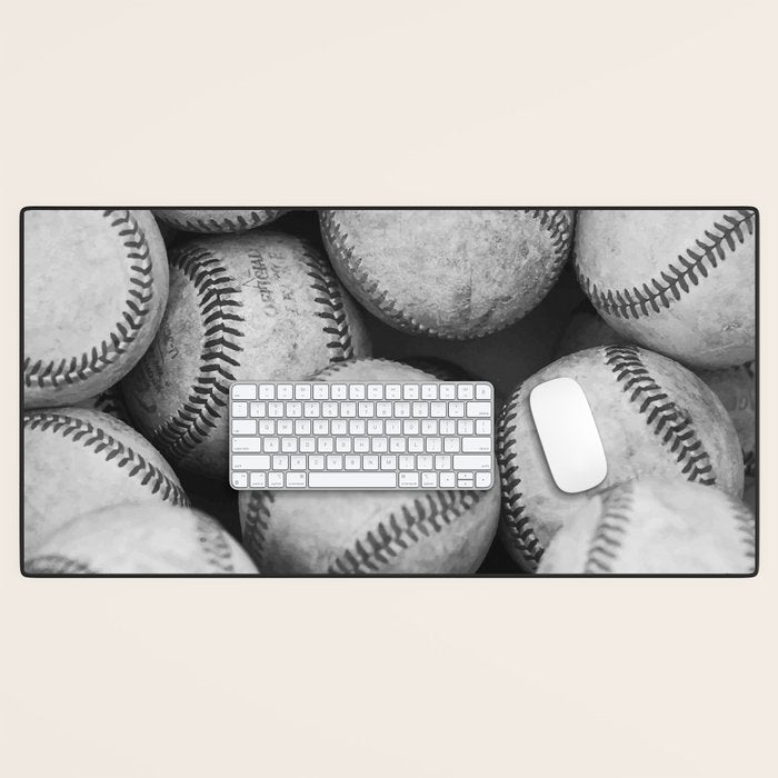Baseballs Black & White Graphic Illustration Design Desk Mat Gallery Image 1