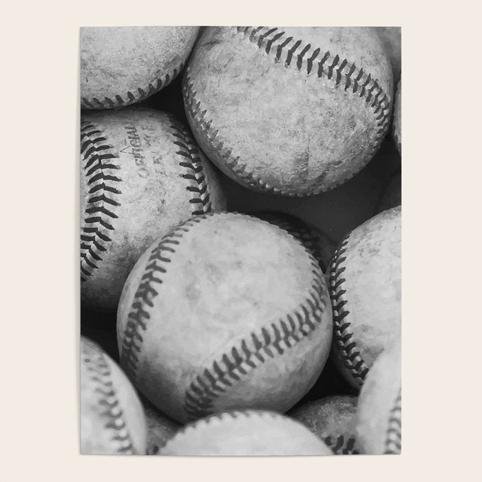 Baseballs Black & White Graphic Illustration Design Poster Gallery Image 4